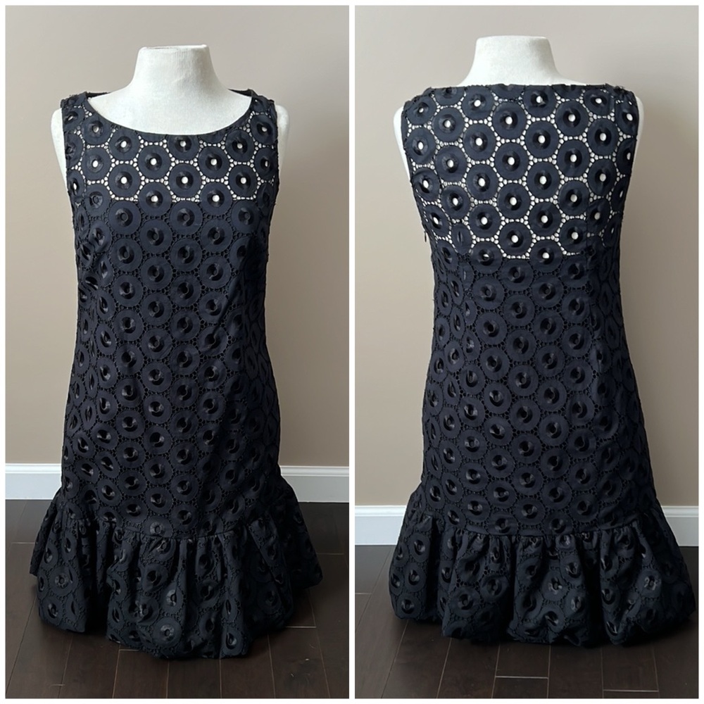 Tibi fit & flare black sleeveless circle dress w/bubble hem